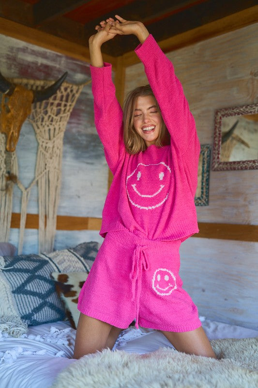 Smile Big Cozy Soft Top with Shorts Set