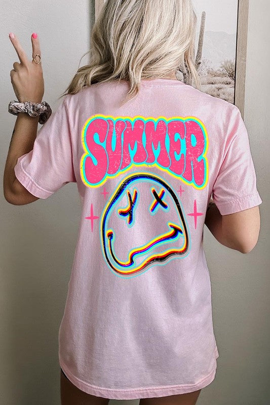 Summer Neon Face Back Printed Graphic T Shirts