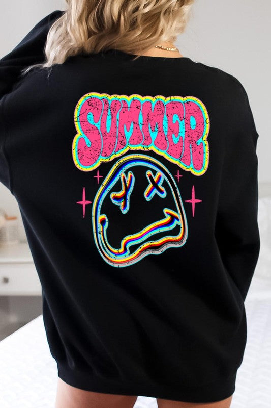 Summer Face Back Graphic Fleece Sweatshirts