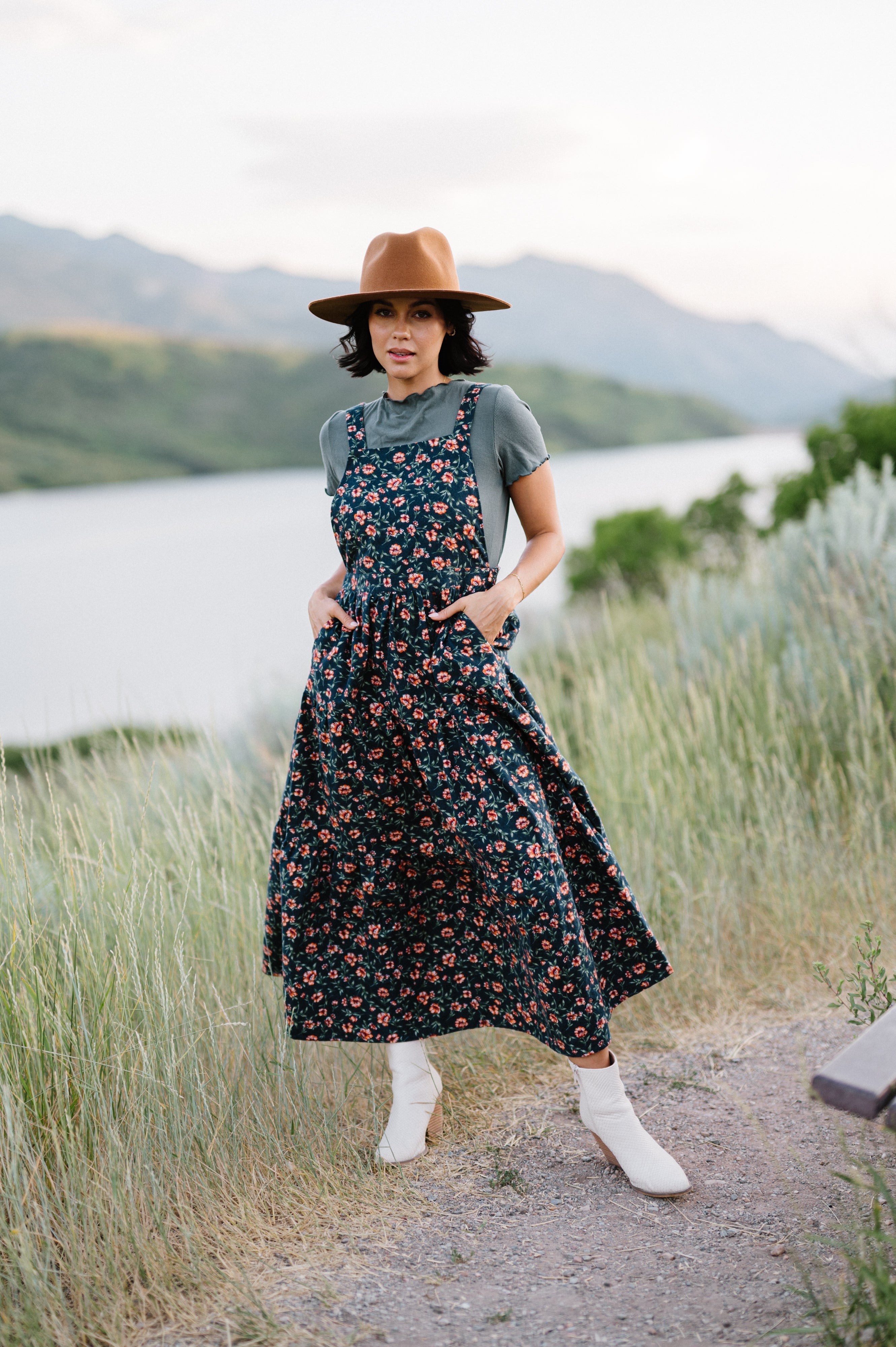 Shay Overall Floral Navy Maxi Dress