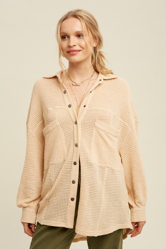 Soft Thermal Knit Shacket Top - Clothing - Market Street Boutique