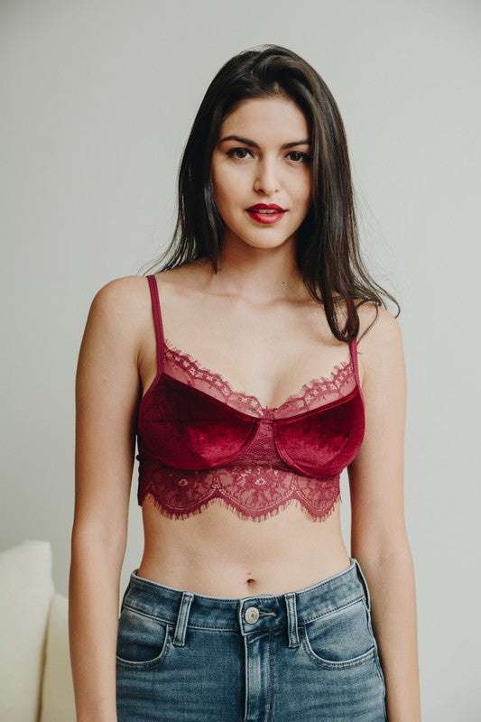 Velvet and Lace Half Cami - Clothing - Market Street Boutique