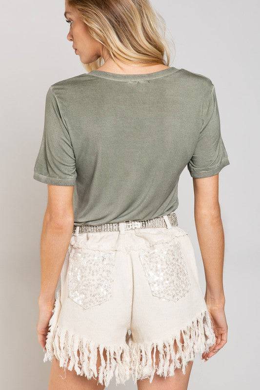 Girly Meets Basic Short Sleeve Top - Clothing - Market Street Boutique