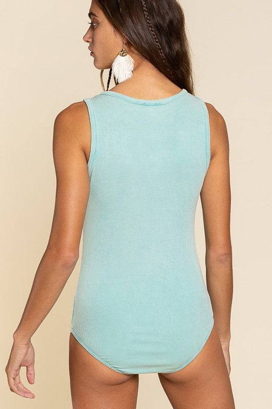 Sleeveless Ribbed Button Front Bodysuit - Clothing - Market Street Boutique