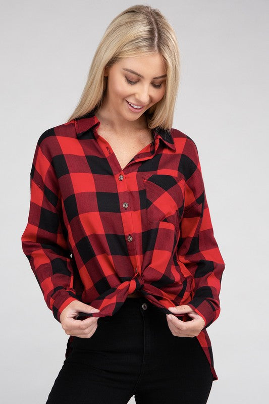 Red and Black Classic Plaid Flannel Shirt