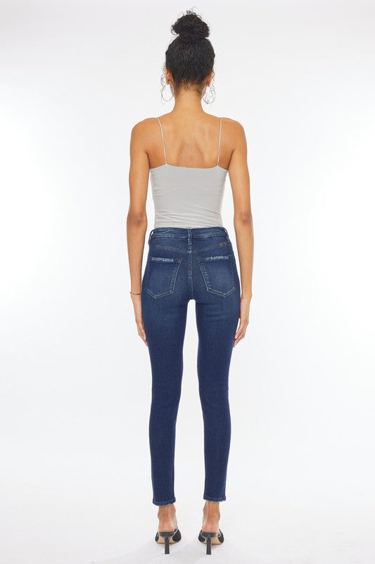 KanCan High Rise Piecing Detail Super Skinny Jeans