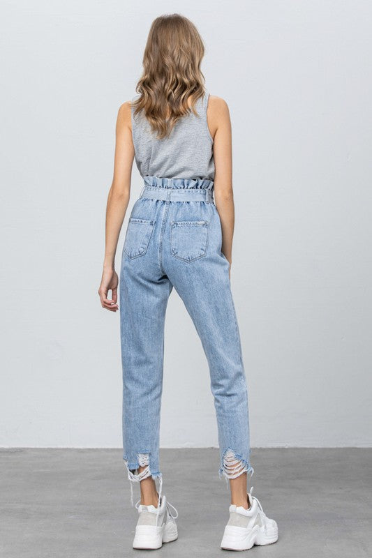 HI WAISTED PAPER BAG SLOUCH JEANS