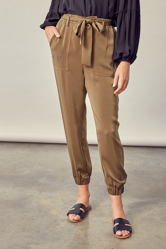 COUNTRY CLUB DAYS SATIN PANTS WITH BELT