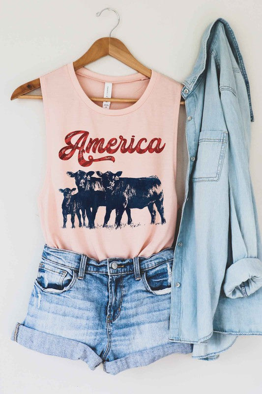 AMERICAN CATTLE GRAPHIC MUSCLE TANK