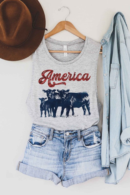 AMERICAN CATTLE GRAPHIC MUSCLE TANK