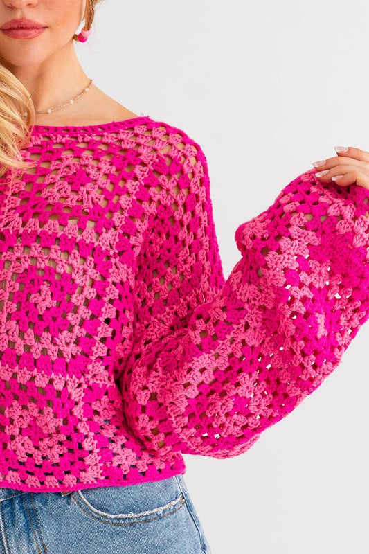 Long Sleeve Box Crochet Sweater