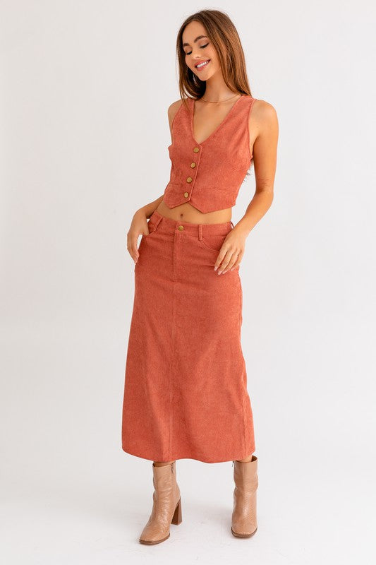 Sunset Corduroy Maxi Skirt