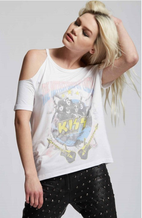 Kiss the Hottest Show On Earth Cold Shoulder Tee