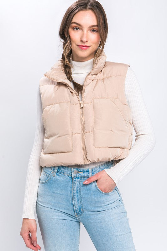 Zip It Up Puffer Vest With Pockets