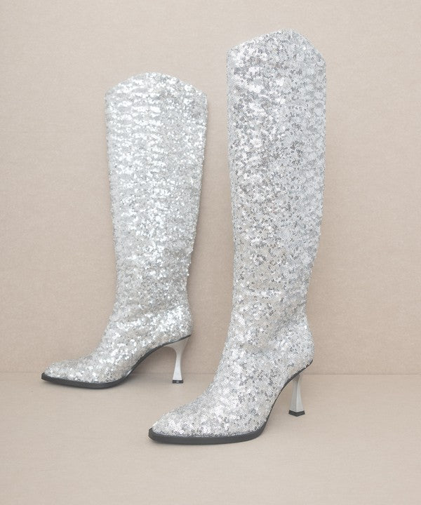 OMG Sugar Jewel - Knee High Sequin Boots