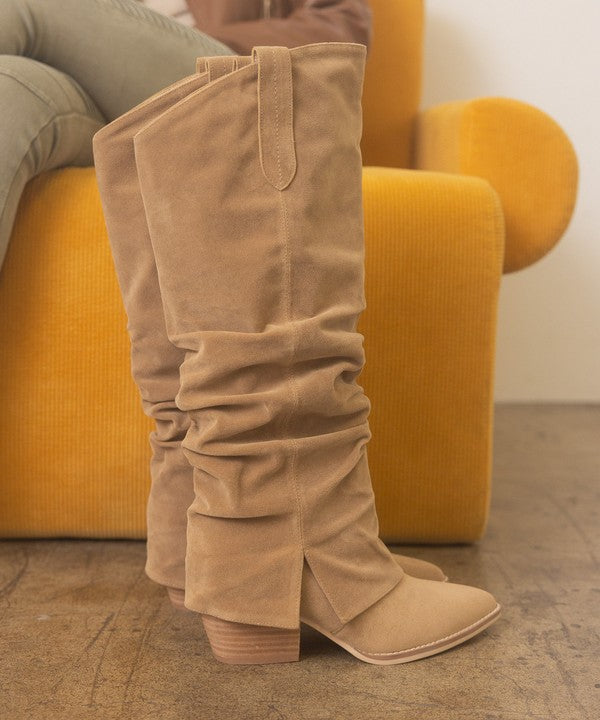Queen Thea - Fold Over Slit Jean Boots