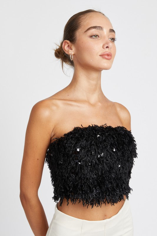 Confetti Nights Feather Tube Top