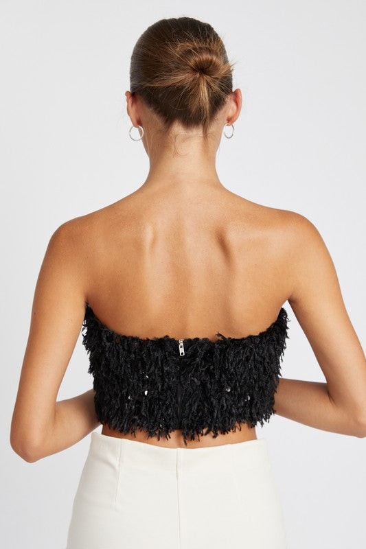 Confetti Nights Feather Tube Top
