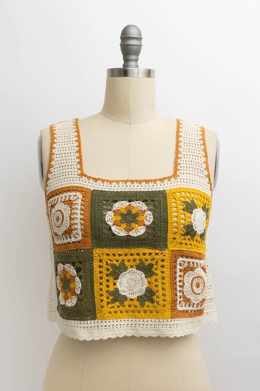 Granny Square Crochet Crop Top