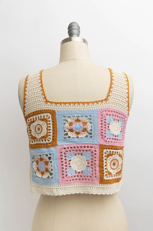 Granny Square Crochet Crop Top