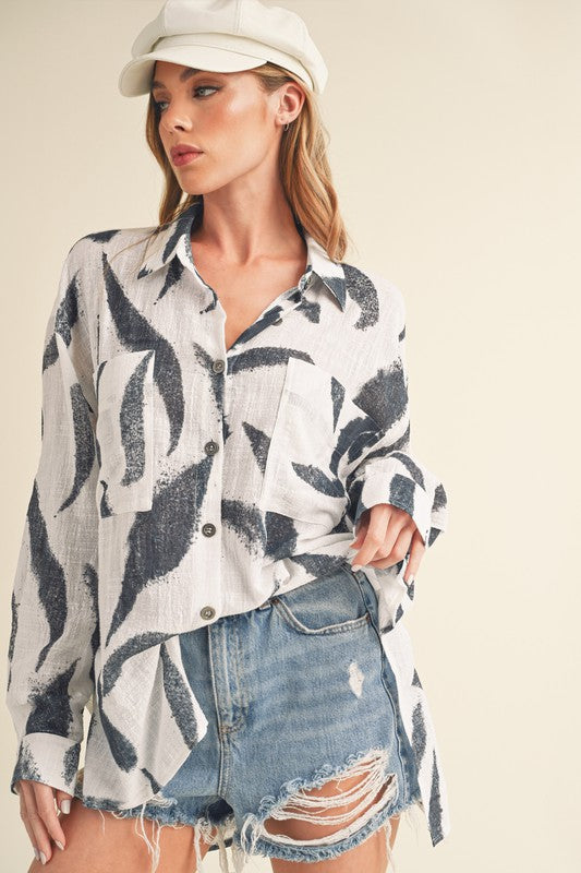 Elodie Printed Button Up Shirt