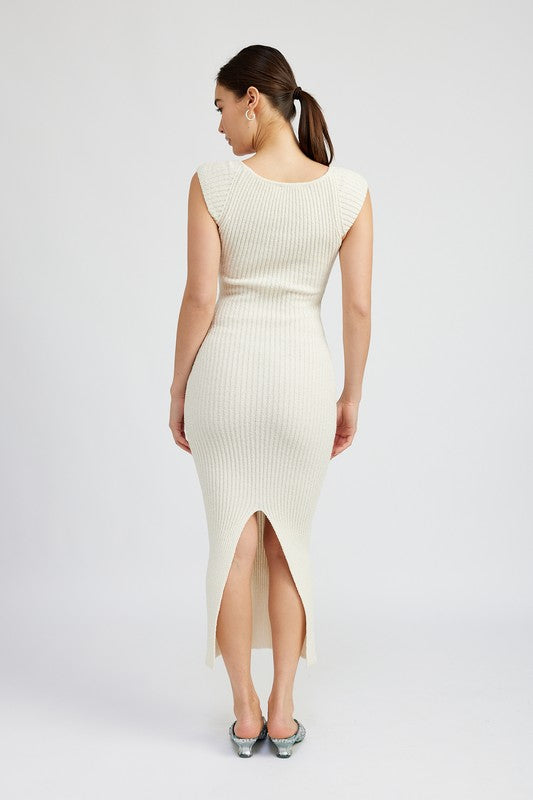 SWEETHEART BODYCON DRESS WITH SLIT
