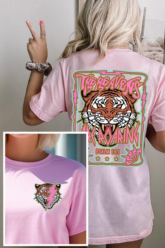 Heavens Roaring Tiger Front Back Graphic T Shirts