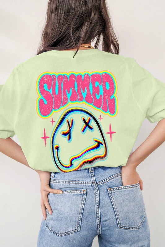 Summer Neon Face Back Printed Graphic T Shirts