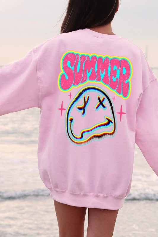 Summer Face Back Graphic Fleece Sweatshirts