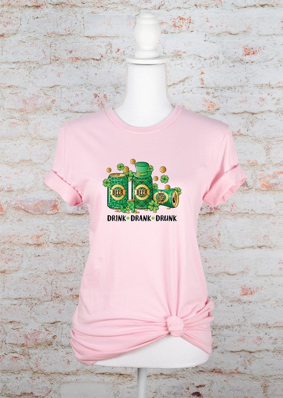 Drink Drank Drunk St Patrick's Day Graphic Tee