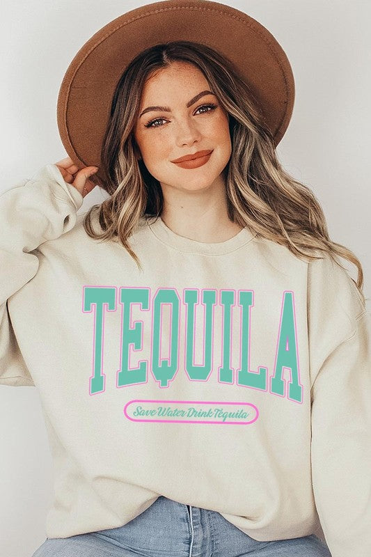 Tequila Drink Oversized Graphic Fleece Sweatshirts