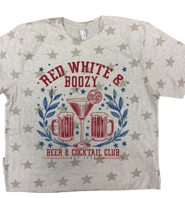 Stars Red White and Boozy Beer Graphic Tee