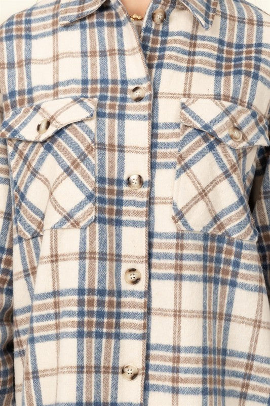 FOR MYSELF CHECKERED PRINT BUTTON FRONT TOP