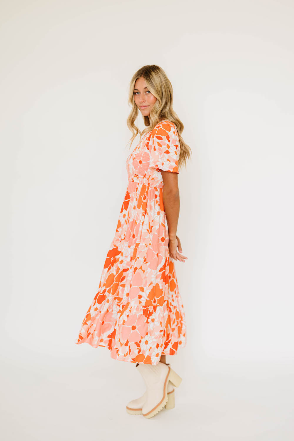 Tayla Tangerine Midi Dress