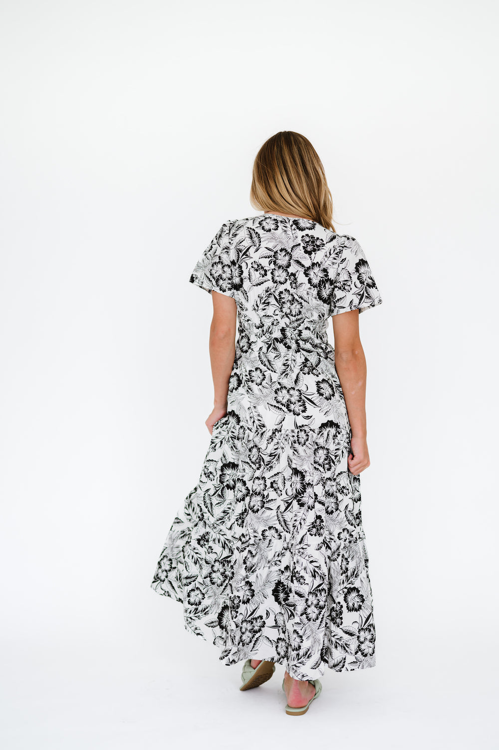 Vanessa Floral Black and White Maxi Dress