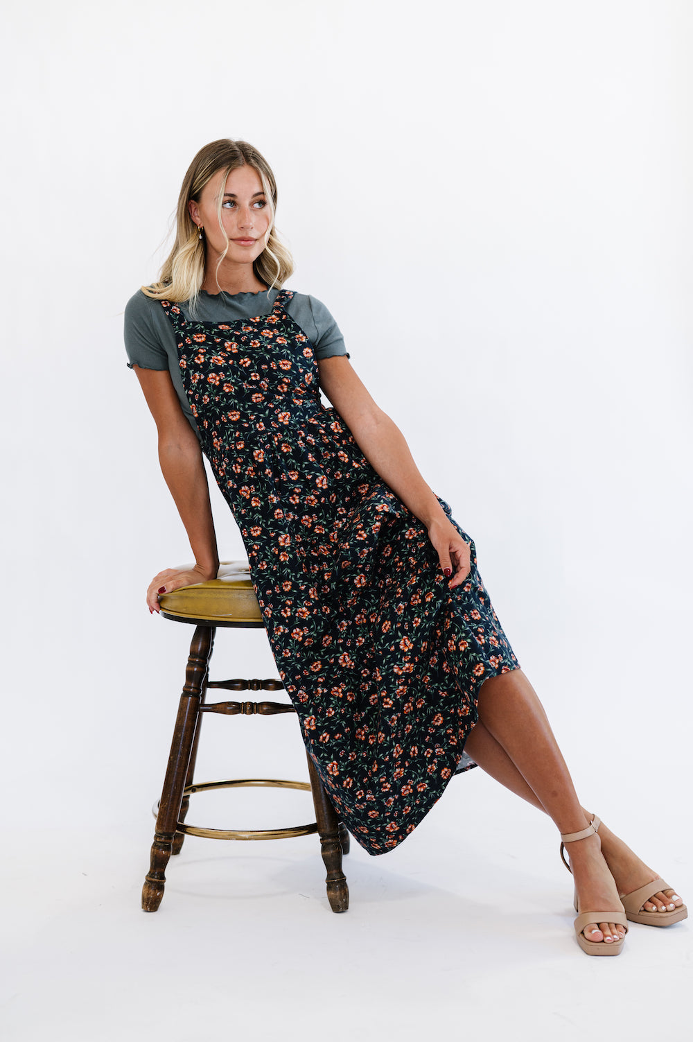 Shay Overall Floral Navy Maxi Dress