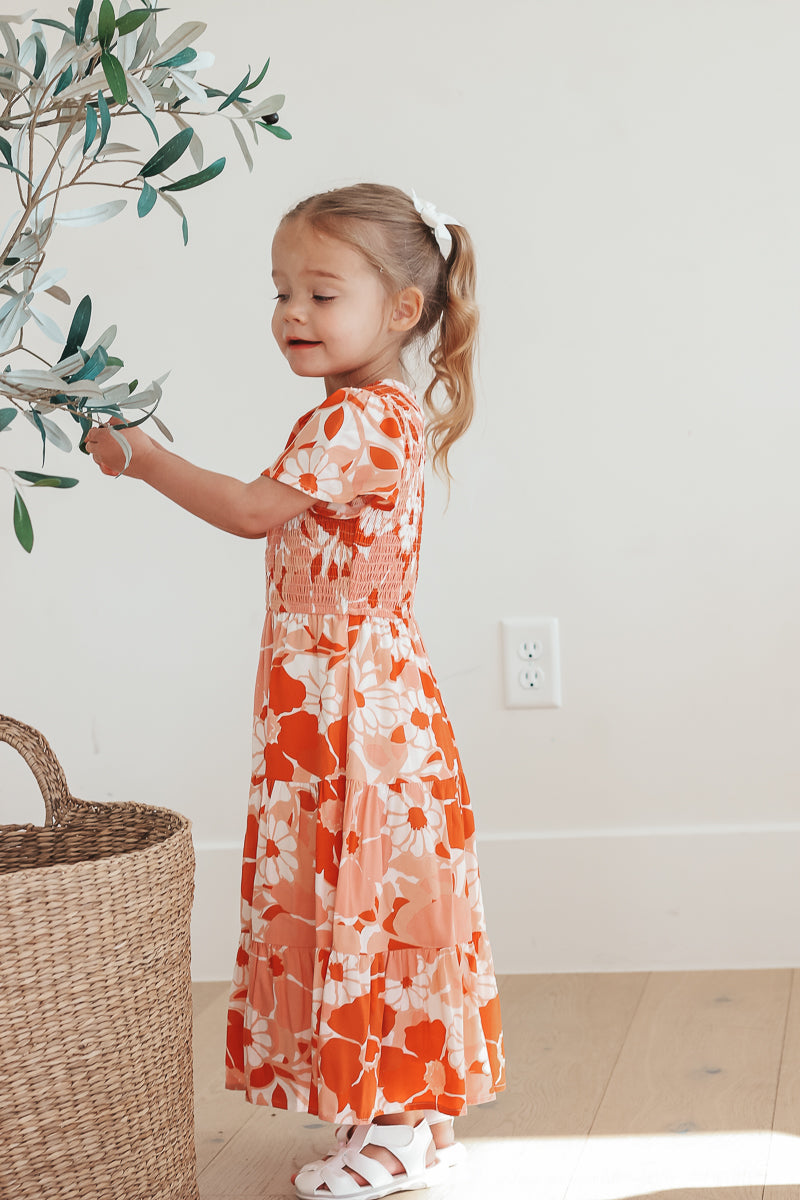 Tayla Dress in Tangerine - Kids