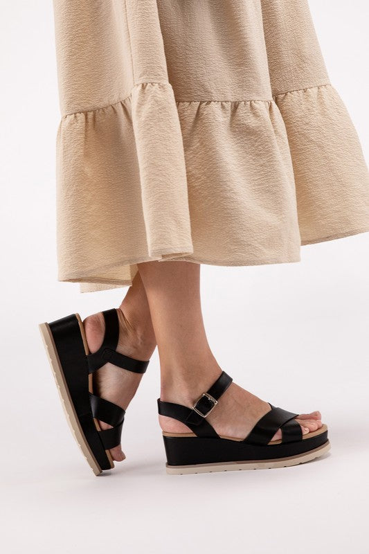 Clever Cross Strap Wedge Sandals