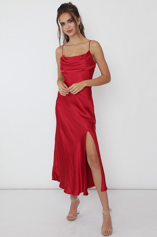 Scarlet Siren Midi Satin Dress