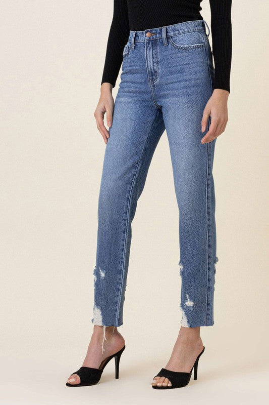 High Waisted Straight Leg Jean - Clothing - Market Street Boutique