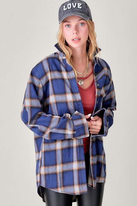 Shania Oversized Plaid Button Down Shirt - Clothing - Market Street Boutique