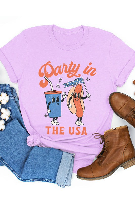 Party in the USA Hotdog Short Sleeve Tee