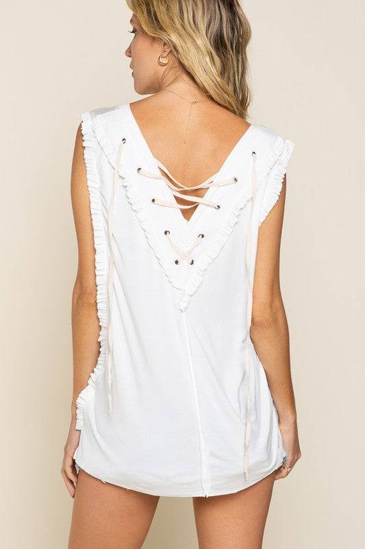 Criss-cross Lace-up Open Back Tank Top - Clothing - Market Street Boutique