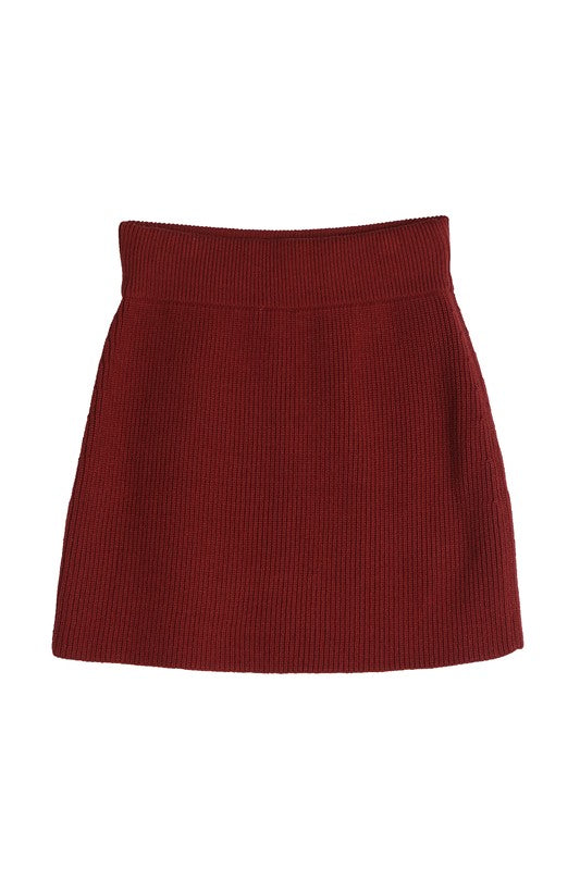 Ribbed Knit Crop Top and Skirt Set - Clothing - Market Street Boutique