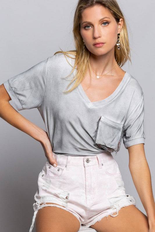 Girly Meets Basic Short Sleeve Top - Clothing - Market Street Boutique