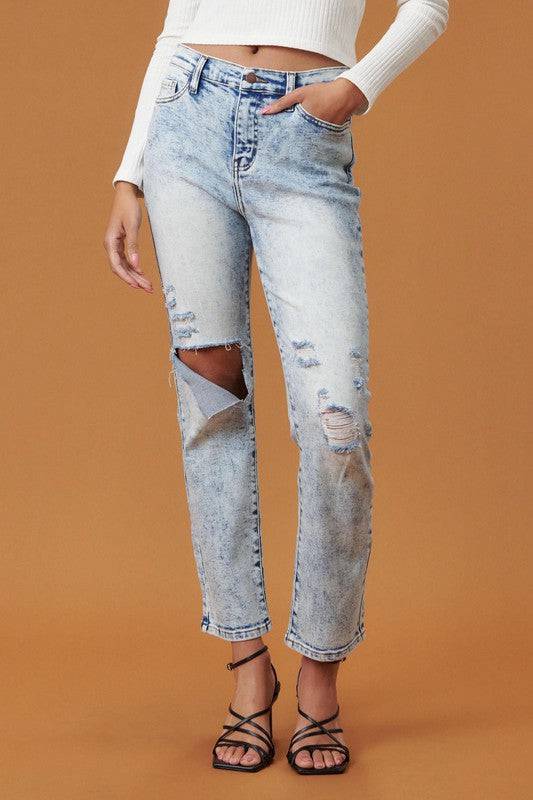 High Rise Distressed Skinny - Clothing - Market Street Boutique