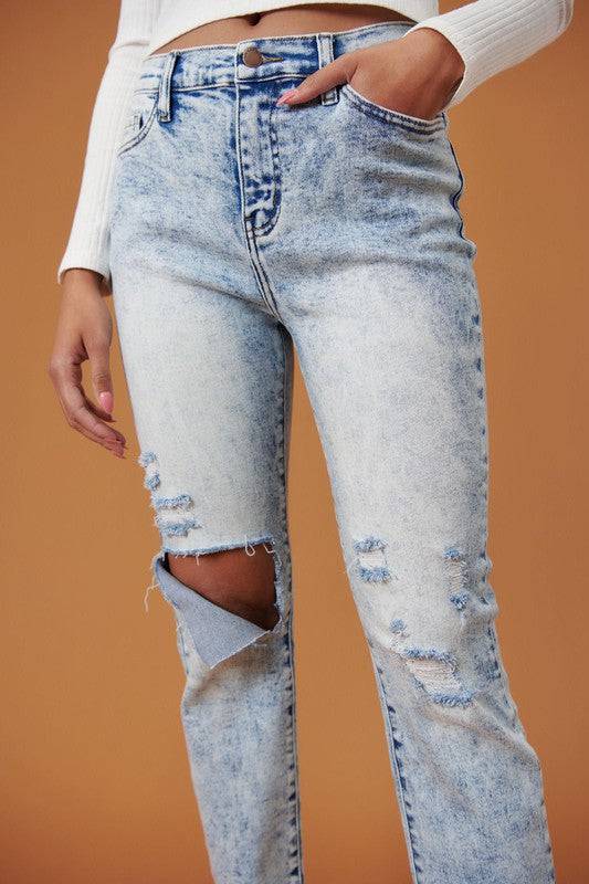 High Rise Distressed Skinny - Clothing - Market Street Boutique